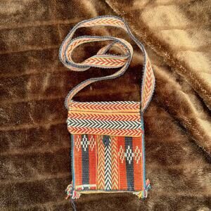 Made in Nepal Woven 100% Silk Small Shoulder Bag Flap Top Purse